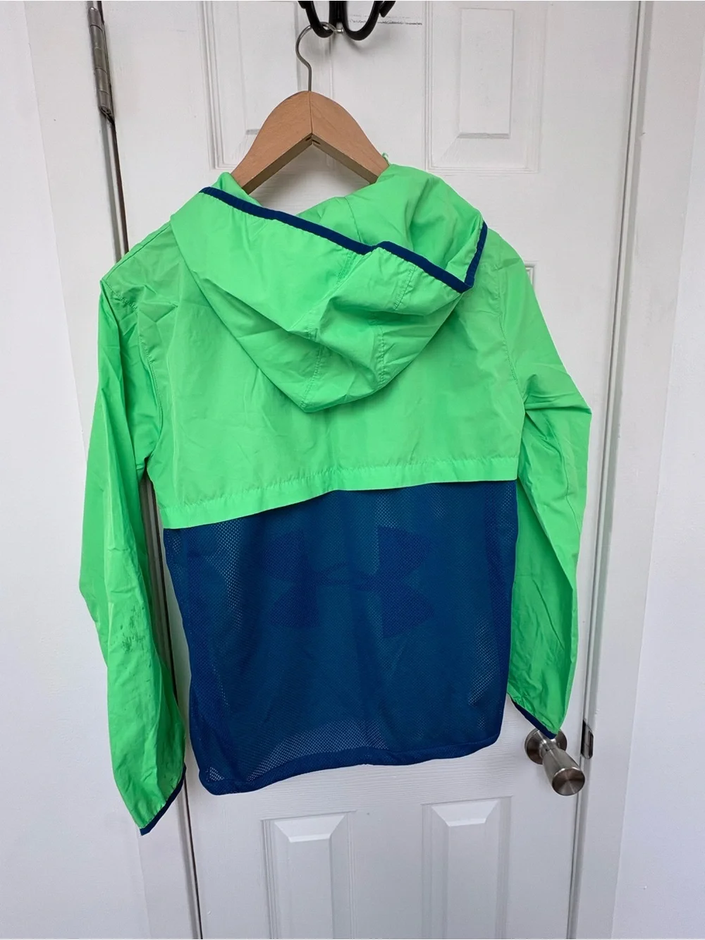 Under Armour Neon Green Windbreaker Jacket with Navy Accents
